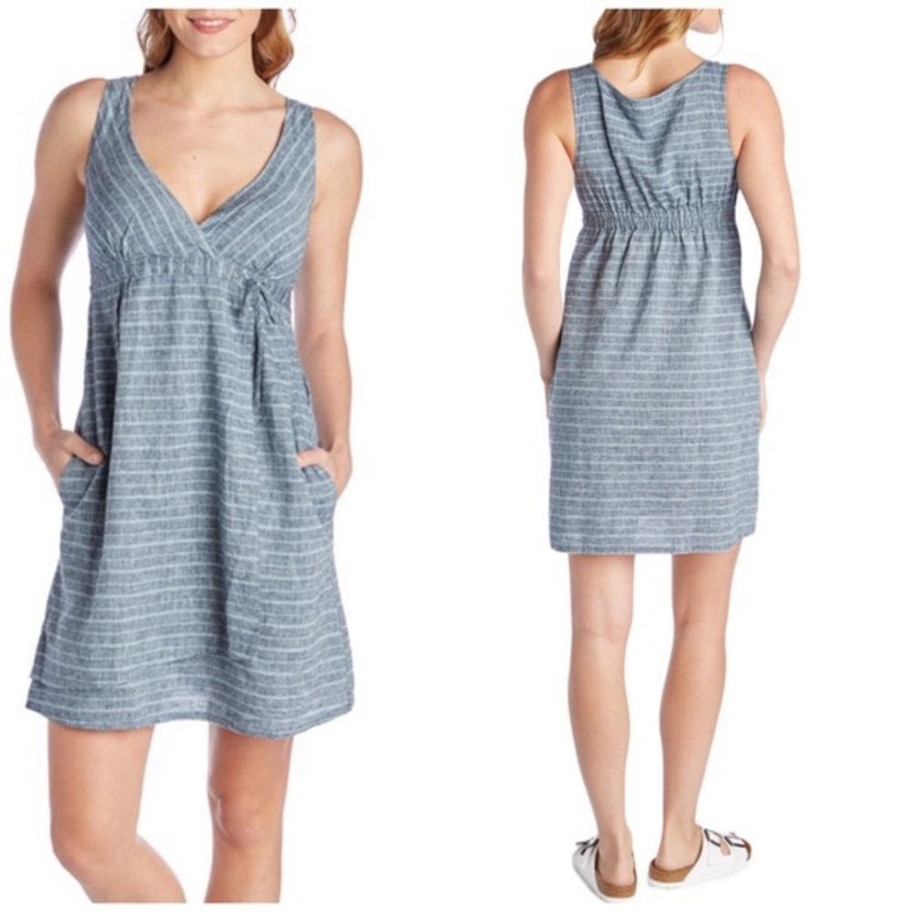 Patagonia faded blue & white  Striped Mini Dress